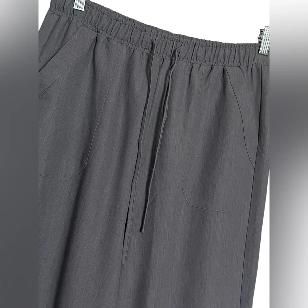 Grace Karin Pants Large Gray Wide Leg Career Pant Solid Pull‎ On Stretch New L